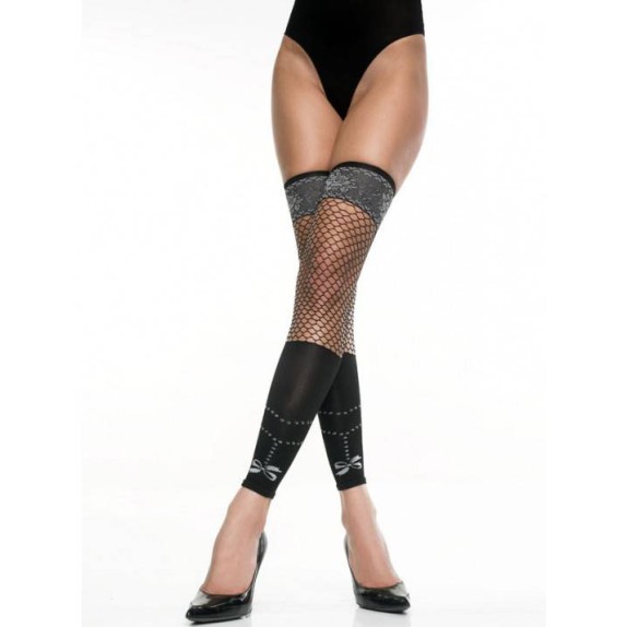 CALZE ELASTICHE SEXY SENZA PIEDE CON RICAMI