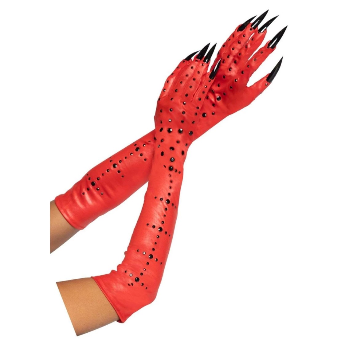 GUANTI ROSSI SEXY CON UNGHIE DA DEMONE LEG AVENUE