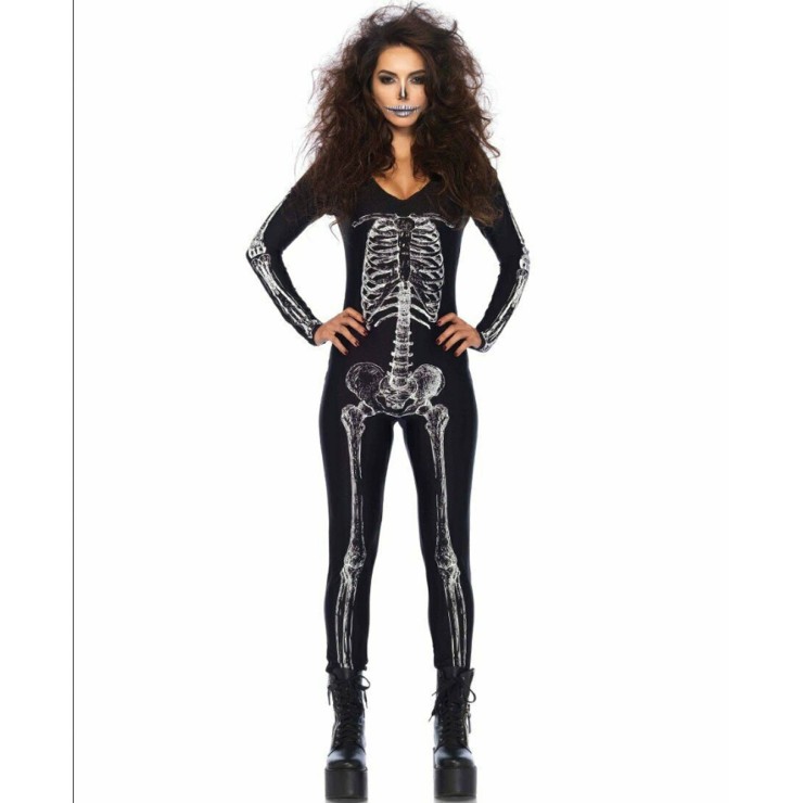 COSTUME HALLOWEEN SEXY TUTA SCHELETRO RAGGI X 2