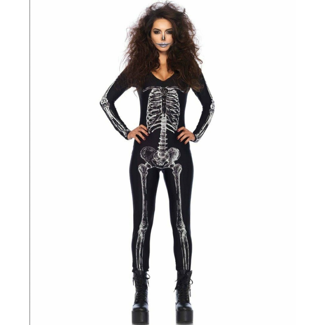 COSTUME HALLOWEEN SEXY TUTA SCHELETRO RAGGI X