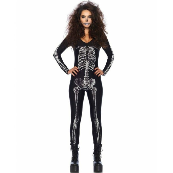 COSTUME HALLOWEEN SEXY TUTA SCHELETRO RAGGI X