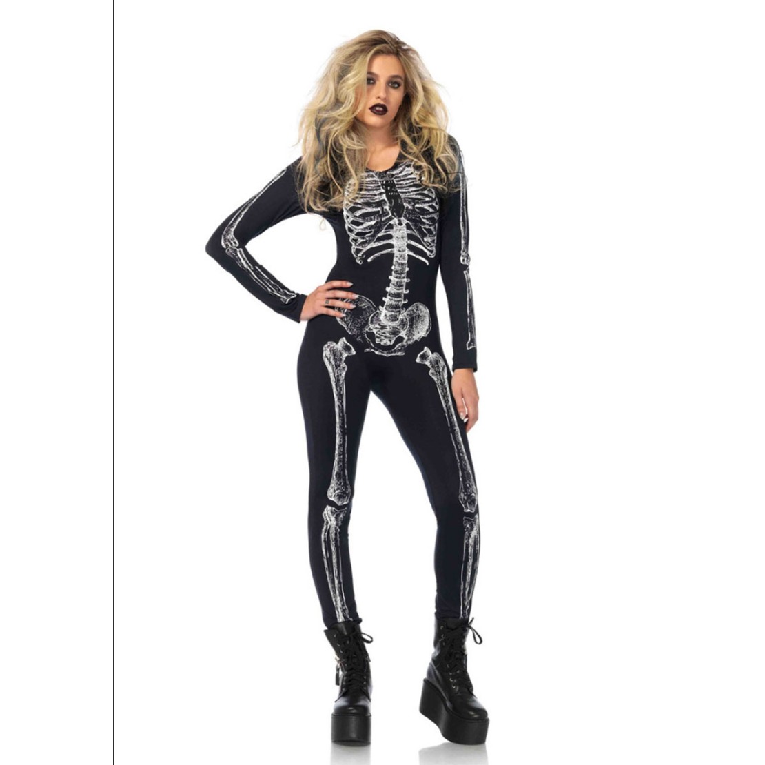COSTUME HALLOWEEN SEXY TUTA SCHELETRO RAGGI X