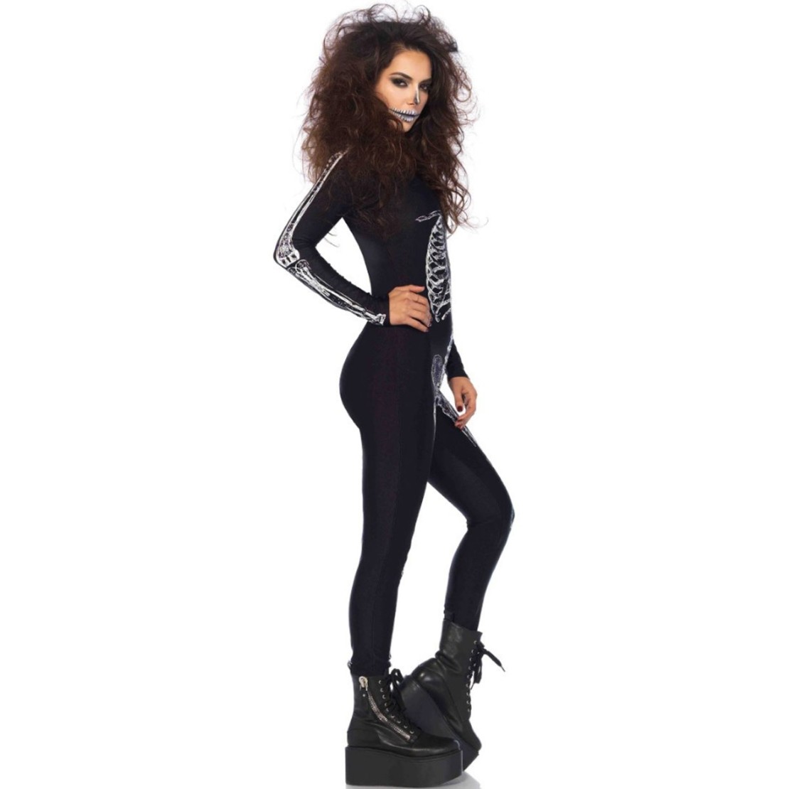 COSTUME HALLOWEEN SEXY TUTA SCHELETRO RAGGI X