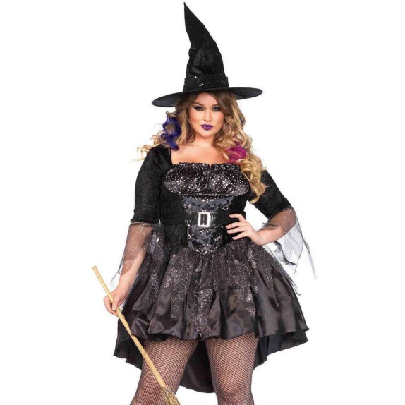 COSTUME HALLOWEEN SEXY STREGA MISTRESS TAGLIE GRANDI