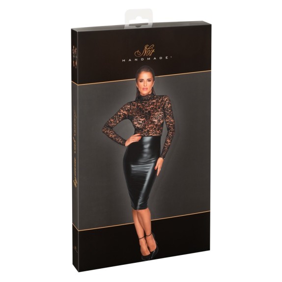 VESTITO ABITO LONGUETTE SEXY IN SPANDEX E PIZZO NOIR