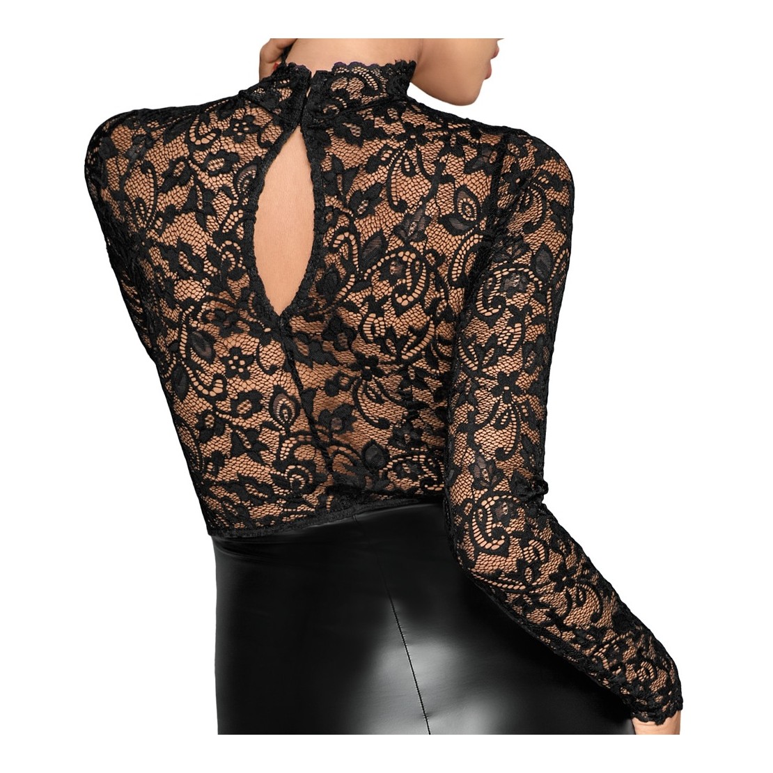 VESTITO ABITO LONGUETTE SEXY IN SPANDEX E PIZZO...