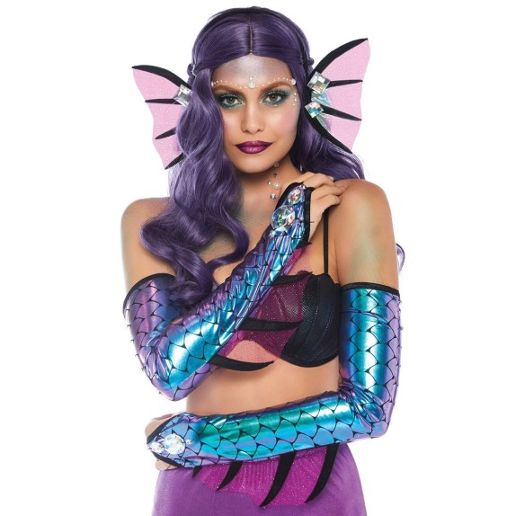 KIT TRAVESTIMENTO HALLOWEEN CARNEVALE DA SIRENETTA SEXY IRIDESCENTE DARK MERMAID KIT