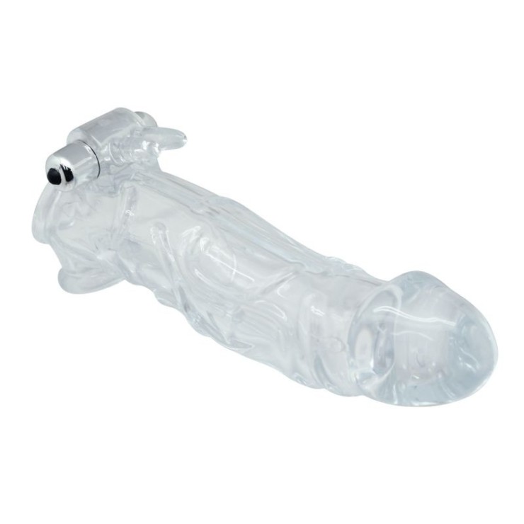 GUAINA-PROLUNGA PER PENE CON STIMOLATORE CLITORIDEO 2
