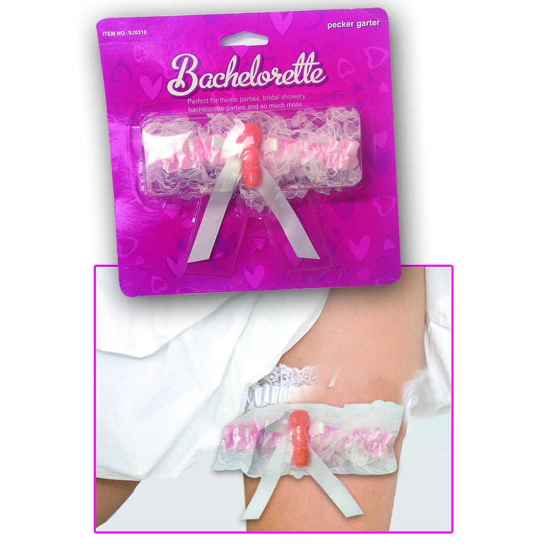 GIARRETTIERA SEXY ROSA CON PENE ARTICOLO SCHERZOSO
