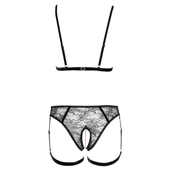 COMPLETO INTIMO SEXY PER DONNA APERTO CON CATENE COLOR ORO ROSA