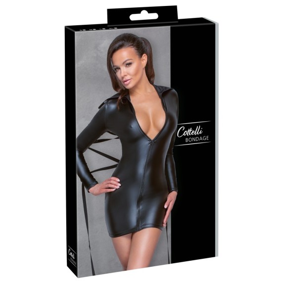 MINI ABITO SEXY COSTRITTIVO IN SPANDEX OPACO CON ZIP