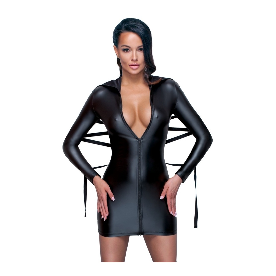 MINI ABITO SEXY COSTRITTIVO IN SPANDEX OPACO...