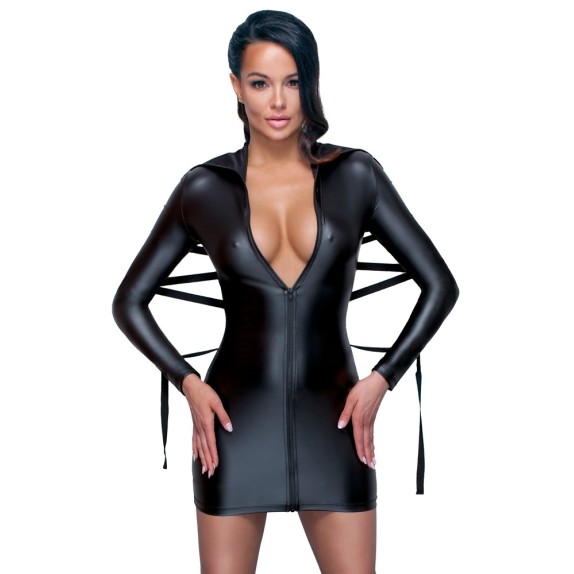 MINI ABITO SEXY COSTRITTIVO IN SPANDEX OPACO CON ZIP