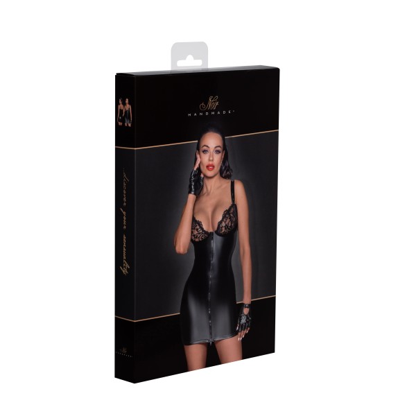 MINI ABITO SEXY PER DONNA IN SPANDEX CON PIZZO SUL SENO NOIR