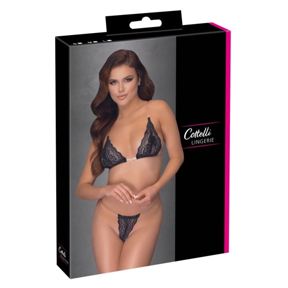 COMPLETO INTIMO IN PIZZO SEXY PER DONNA CON SPALLINE TRASPARENTI