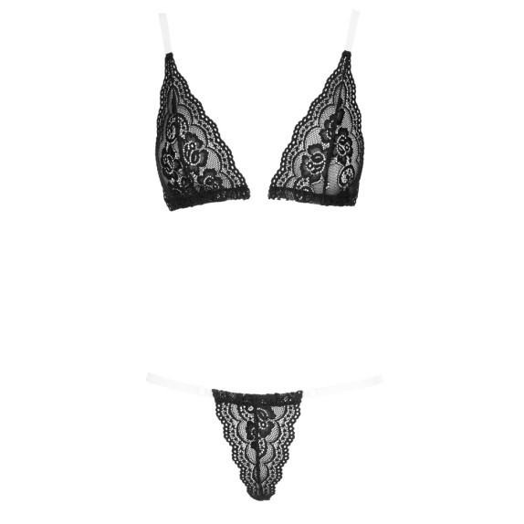 COMPLETO INTIMO IN PIZZO SEXY PER DONNA CON SPALLINE TRASPARENTI