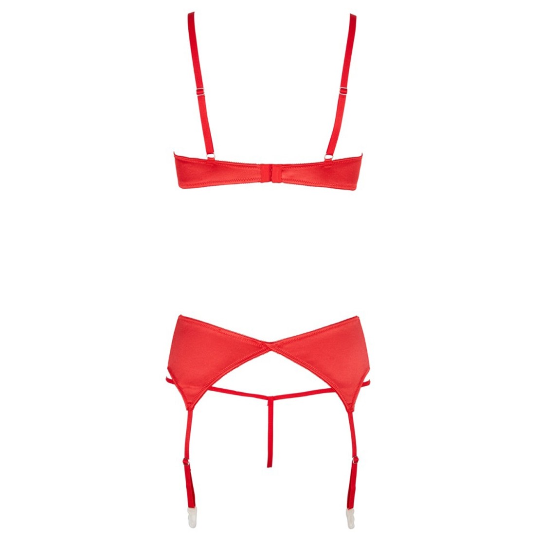 COMPLETO INTIMO SEXY APERTO ROSSO CON REGGICALZE