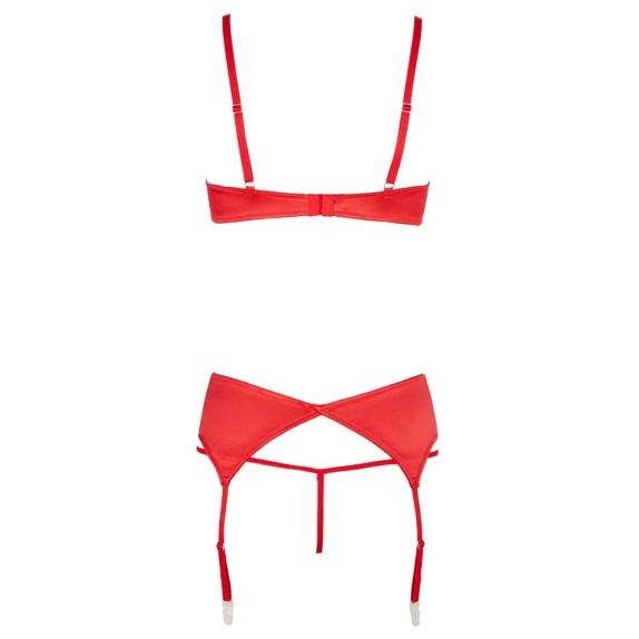 COMPLETO INTIMO SEXY APERTO ROSSO CON REGGICALZE