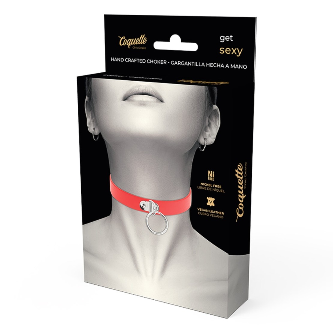 COLLARE SEXY ROSSO CON CIONDOLO IN METALLO