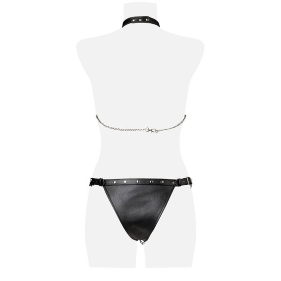 HARNESS COMPLETO INTIMO SEXY DONNA CON CATENE IN METALLO GREY VELVET