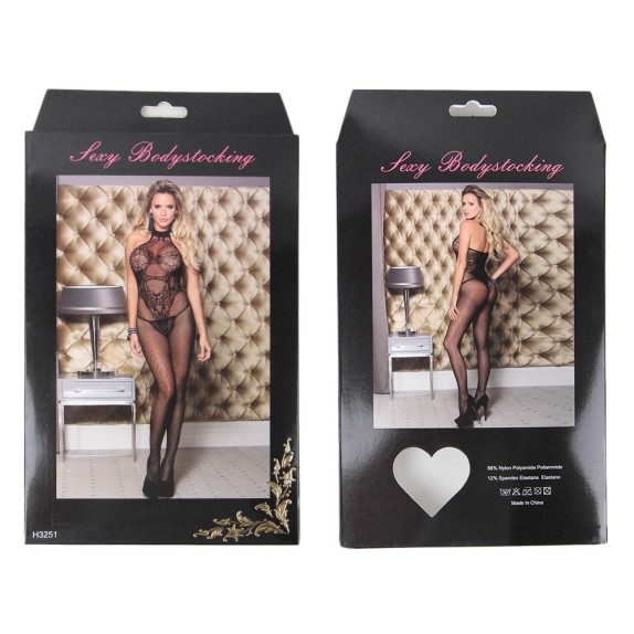 TUTA CATSUIT A RETE CON RICAMI SEXY PER DONNA H3251