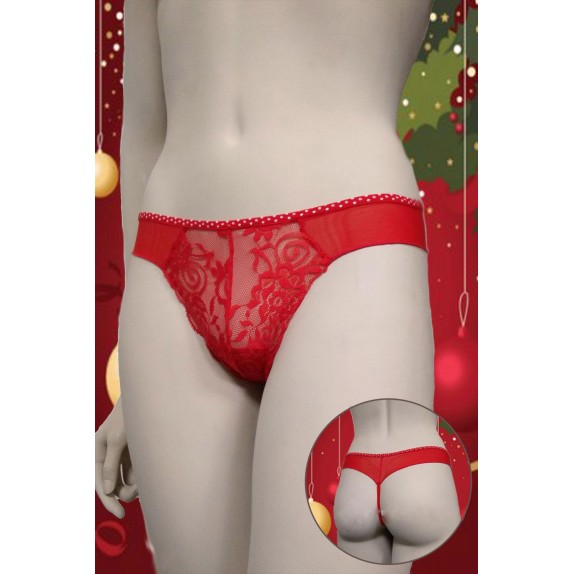 PERIZOMA-STRING SEXY PER DONNA ROSSO IN PIZZO CN-986
