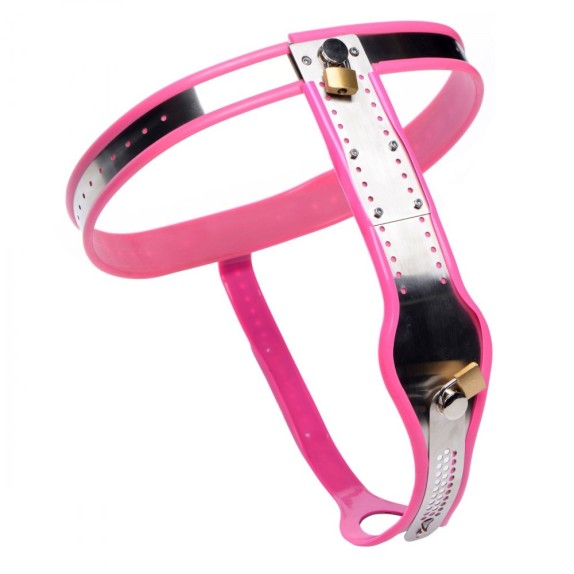 CINTURA DI CASTITA' PER DONNA SEX TOY PINK STAINLESS STEEL