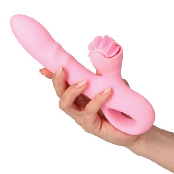 VIBRATORE RABBIT CON LINGUE IN SILICONE SEX TOY PINK TASTE