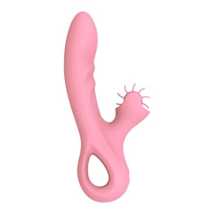 VIBRATORE RABBIT CON LINGUE IN SILICONE SEX TOY PINK TASTE 2