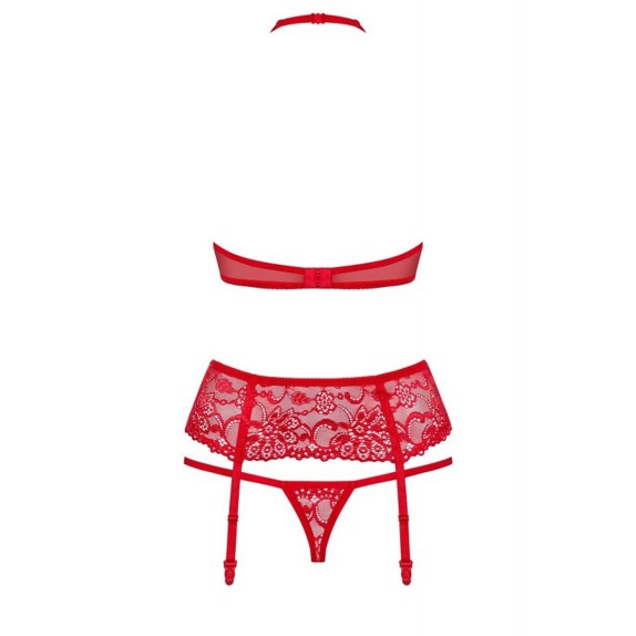 COMPLETO INTIMO SET TRE PEZZI ROSSO SEXY PER DONNA OBSESSIVE 838-SEG