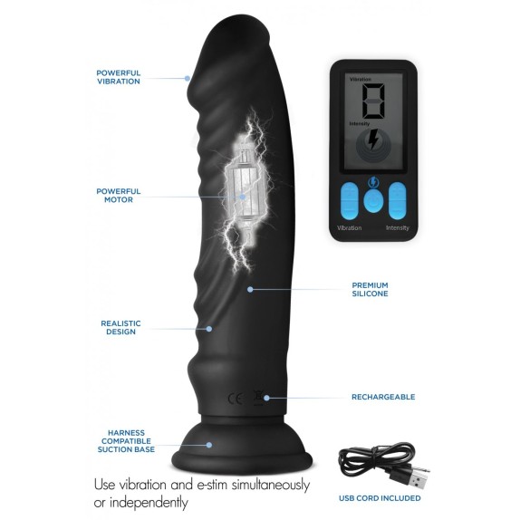 VIBRATORE REALISTICO CON ELETTROSTIMOLAZIONE E-STIM + VIBRATING DILDO