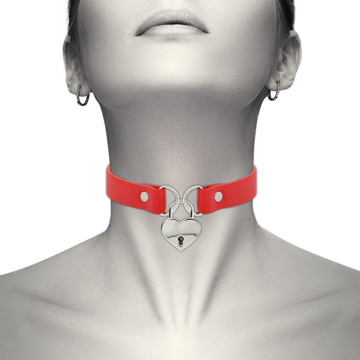 COLLARINO ROSSO SEXY PER DONNA CON CUORE IN METALLO E CHIAVE 2