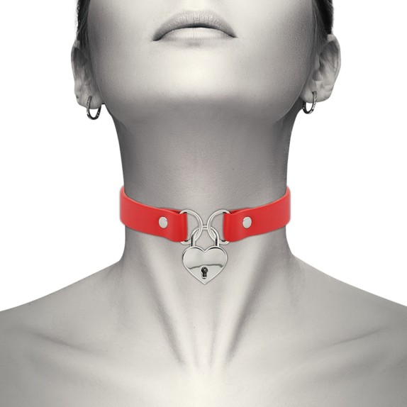 COLLARINO ROSSO SEXY PER DONNA CON CUORE IN METALLO E CHIAVE