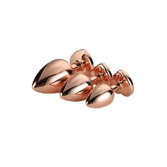 KIT TRE TAPPI ANALI CON GIOIELLO A CUORE SEX TOY ROSE GOLD PLUG