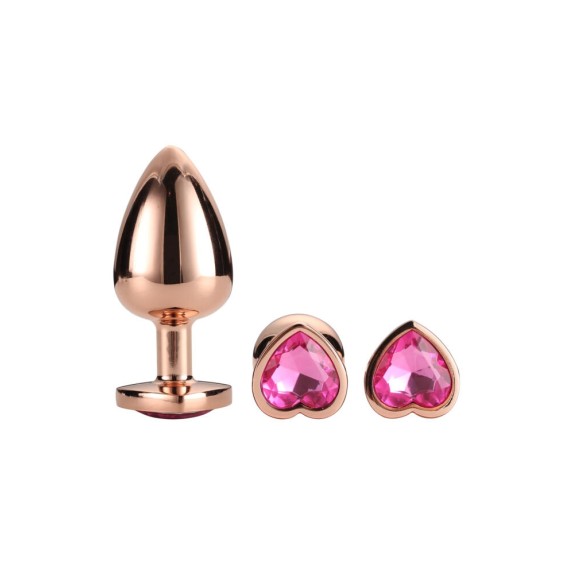 KIT TRE TAPPI ANALI CON GIOIELLO A CUORE SEX TOY ROSE GOLD PLUG