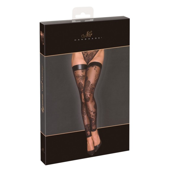 AUTOREGGENTI SEXY VELATE SENZA PIEDE CON BALZA IN SPANDEX NOI HANDMADE