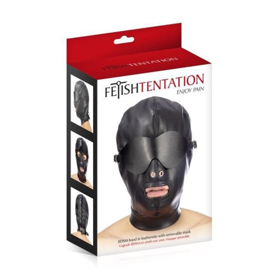 MASCHERA SEXY CON BENDA REMOVIBILE PER GIOCHI SEXY SADOMASO BDSM HOOD