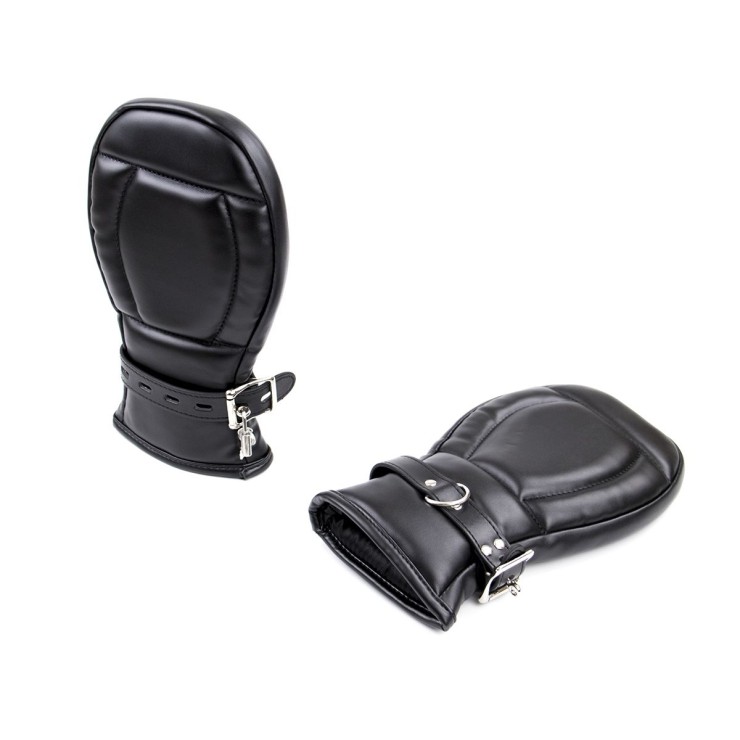 GUANTI BONDAGE INBOTTITI PER GIOCHI SADOMASO MITTS BLACK