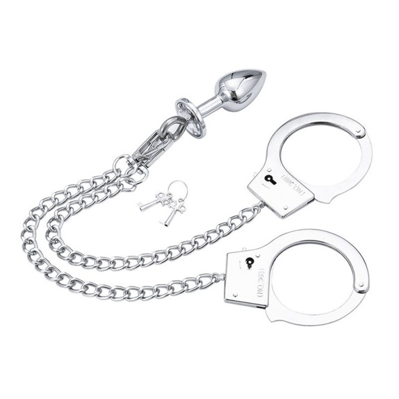 SET MANETTE CON CATENE E PLUG ANALE IN METALLO OHMAMA