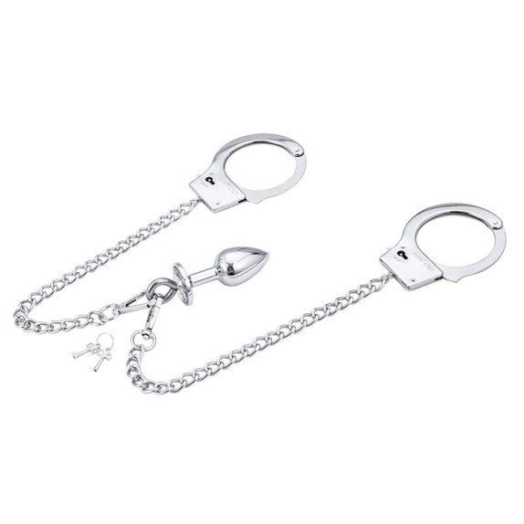SET MANETTE CON CATENE E PLUG ANALE IN METALLO OHMAMA