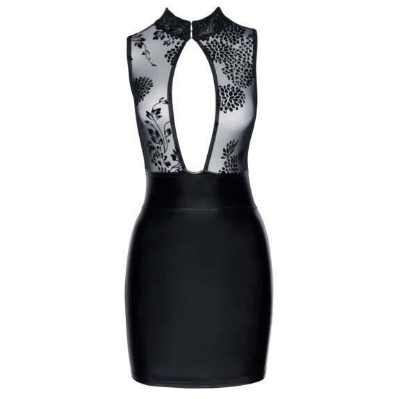 MINI ABITO SEXY PER DONNA IN SPANDEX TRASPARENTE SUL SENO NOIR