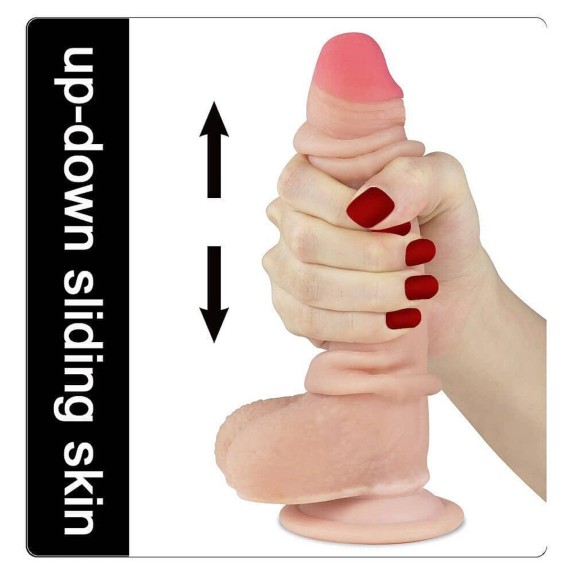 DILDO ULTRA REALISTICO CM. 17,5 CON STRATO DI PELLE SCORREVOLE SLIDING-SKIN