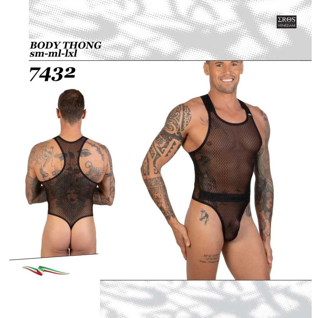 BODY SEXY PER UOMO IN TULLE CON DISEGNI...