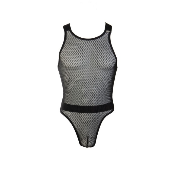 BODY SEXY PER UOMO IN TULLE CON DISEGNI GEOMETRICI DYNAMIC