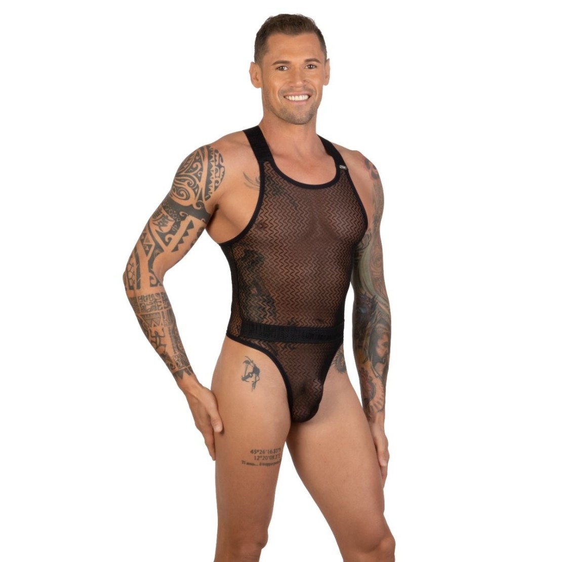 BODY SEXY PER UOMO IN TULLE CON DISEGNI...