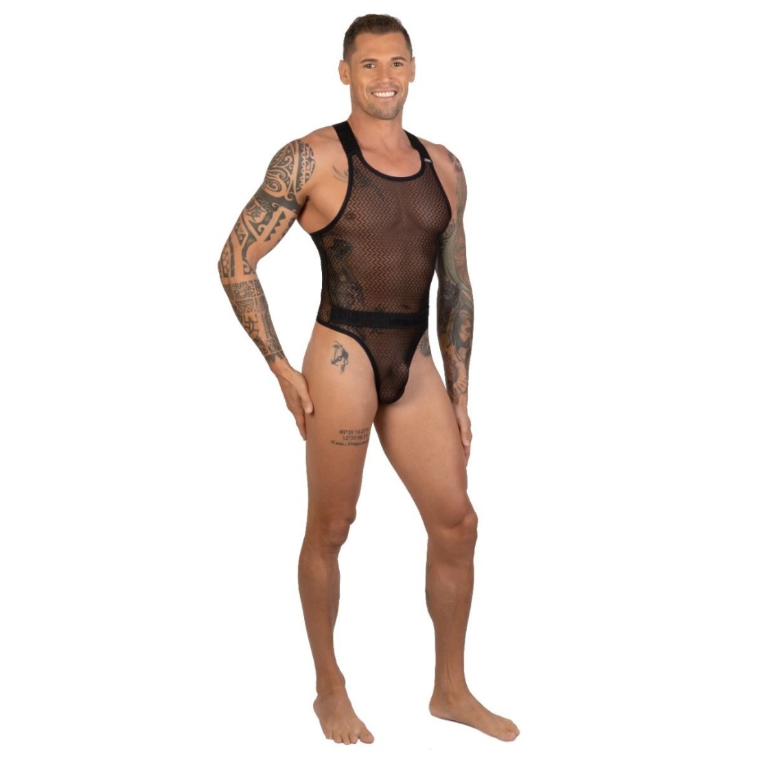 BODY SEXY PER UOMO IN TULLE CON DISEGNI...