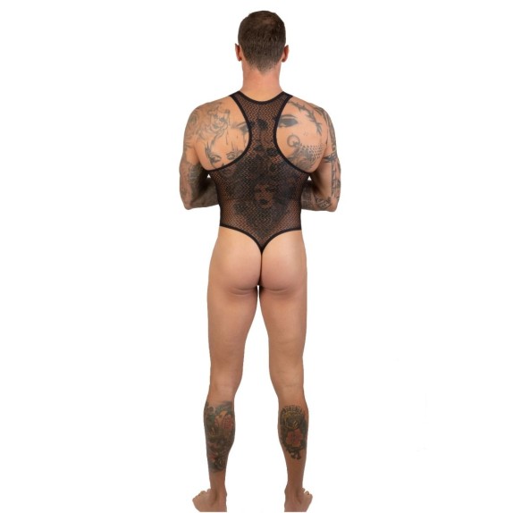BODY SEXY PER UOMO IN TULLE CON DISEGNI GEOMETRICI DYNAMIC