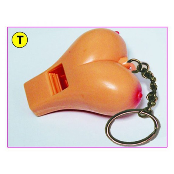 FISCHIETTO-PORTA CHIAVI SEXY A FORMA DI TETTE GADGET SCHERZOSO