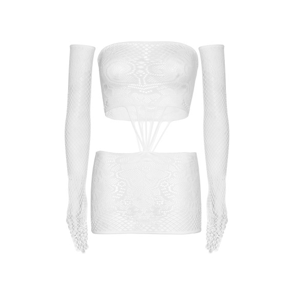 MINI ABITO SEXY DONNA A RETE CON GUANTI LEG AVENUE