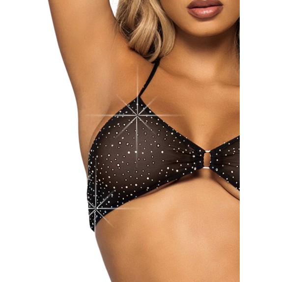 SET 3 PEZZI CON STRASS SEXY PER DONNA CON PAREO LEG AVENUE